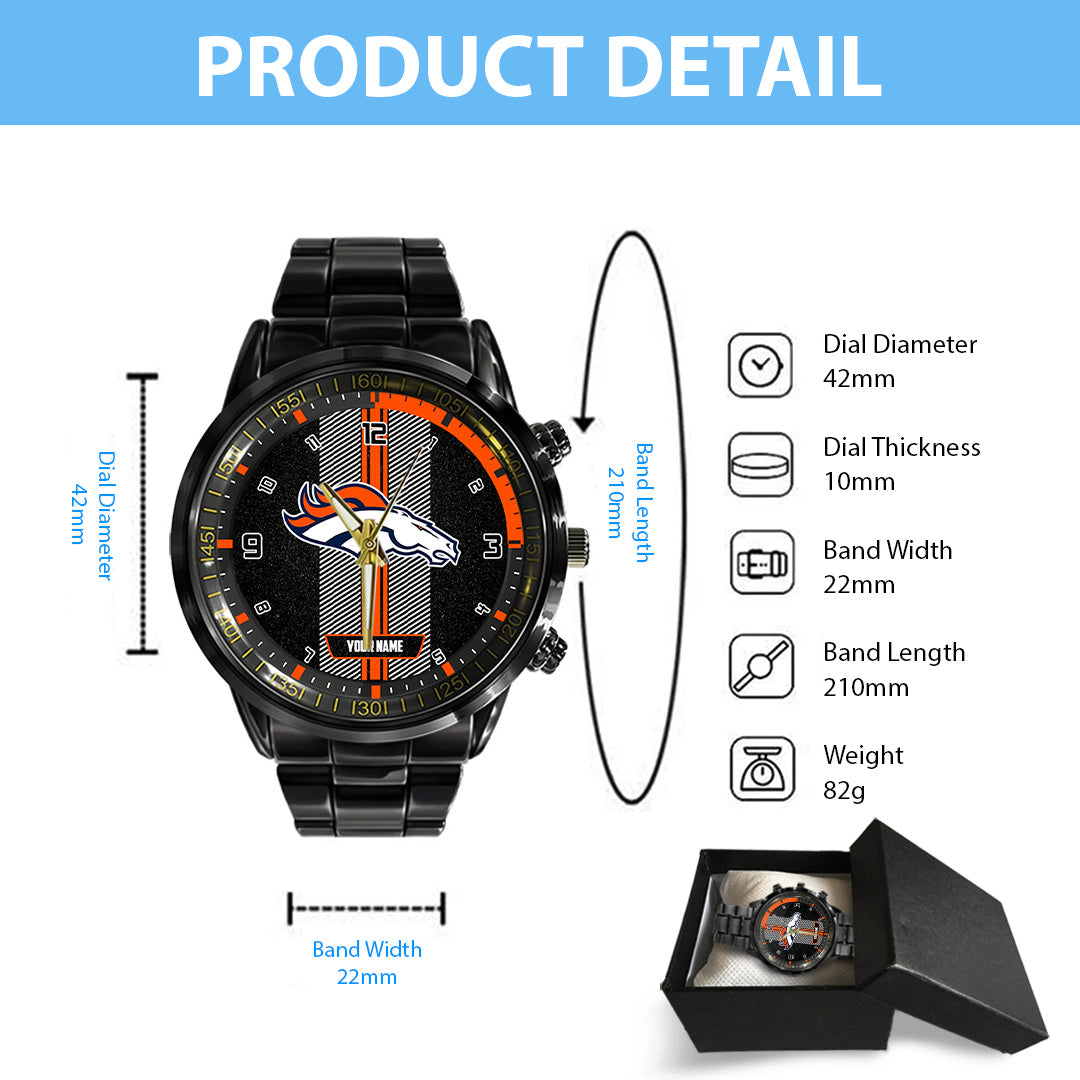 Personalized Denver Broncos Black Stainless Steel Watch – TANTN16012