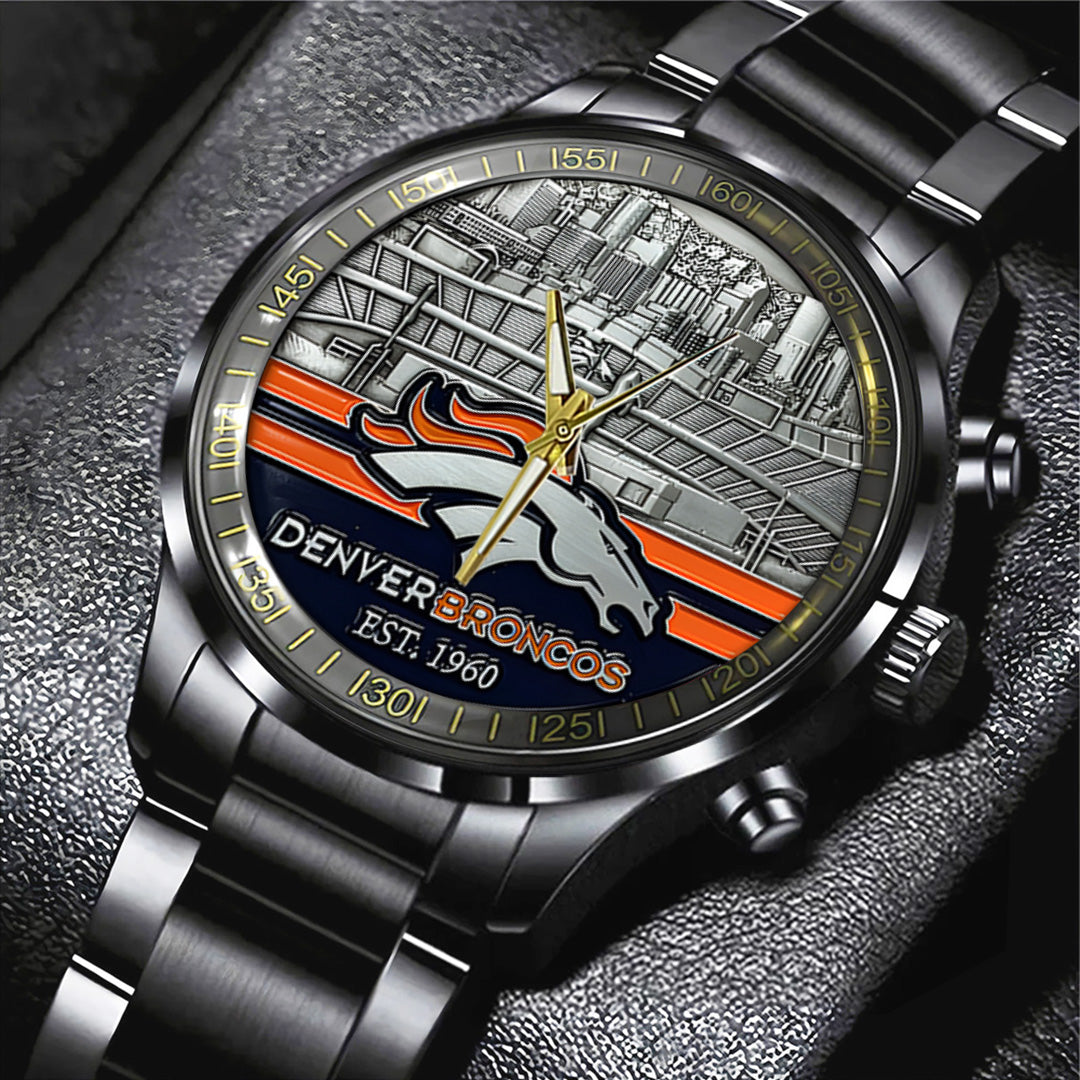 Denver Broncos Black Stainless Steel Watch – TANTN19406