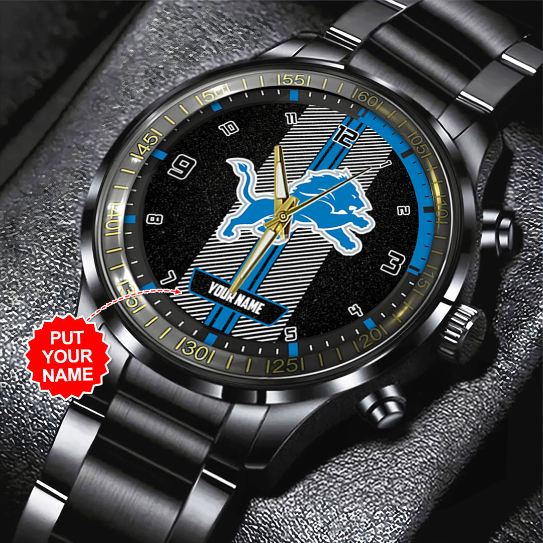 Personalized Detroit Lions Black Stainless Steel Watch – TANTN16013