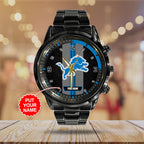 Personalized Detroit Lions Black Stainless Steel Watch – TANTN16013