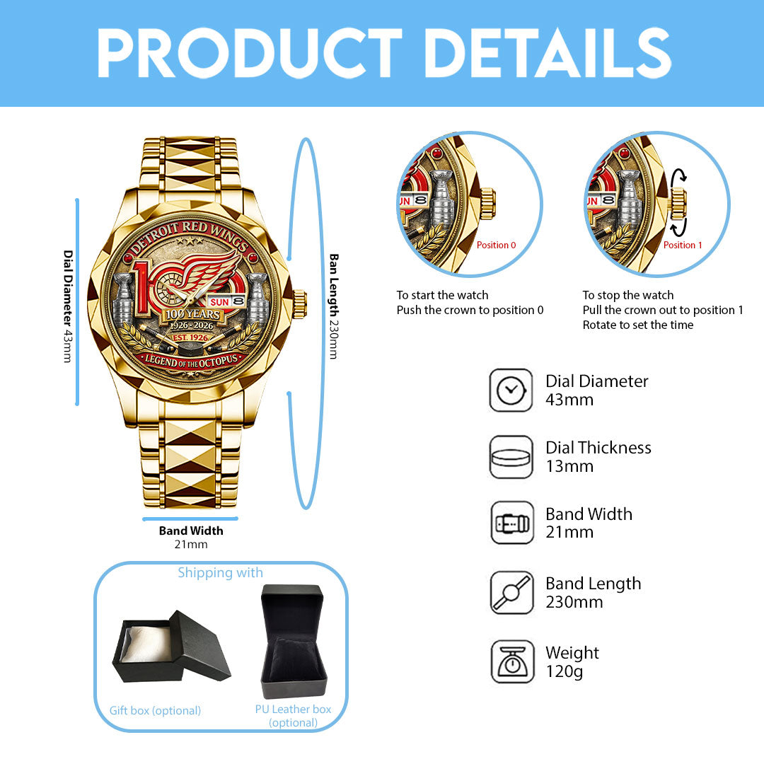Detroit Red Wings 100th Anniversary Alloy Luxury Quartz Watch – TANTN21494