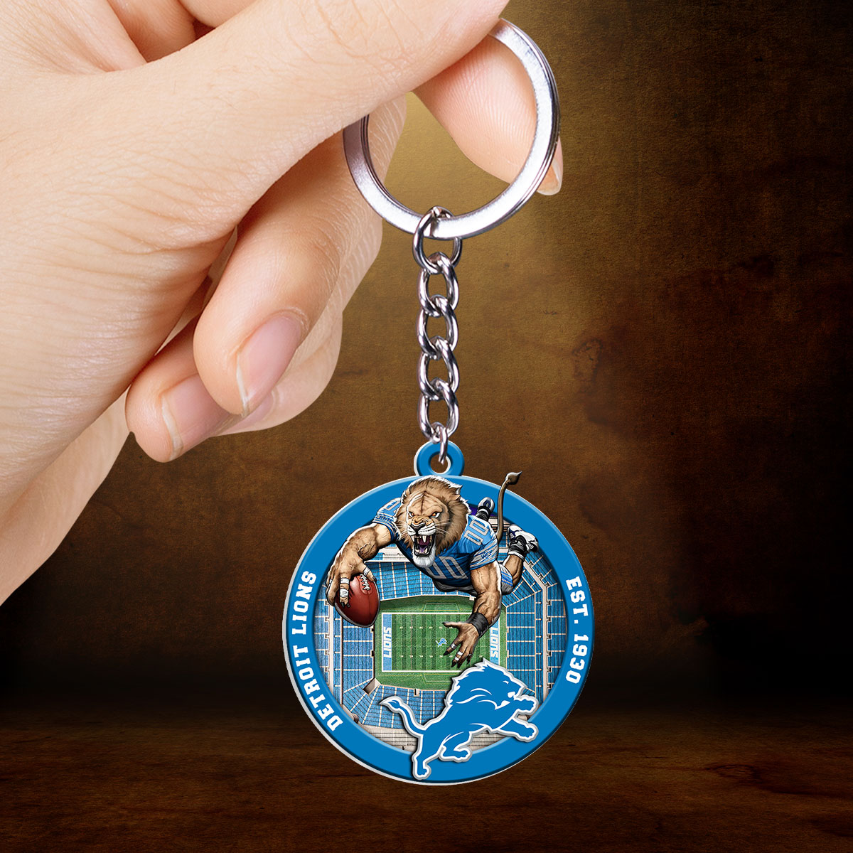 Detroit Lions Custom Shape 2-sided Keychain – HOATT12691