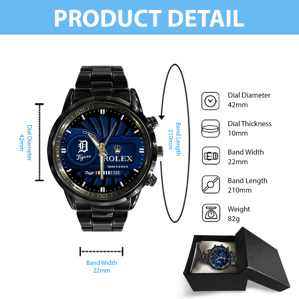 Detroit Tigers Black Stainless Steel Watch – MAITM13432