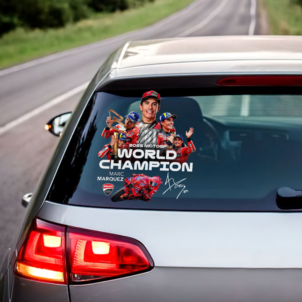 Ducati Lenovo Team x Marc Márquez 2025 World Champion 3D Car Sticker – HOATT13657