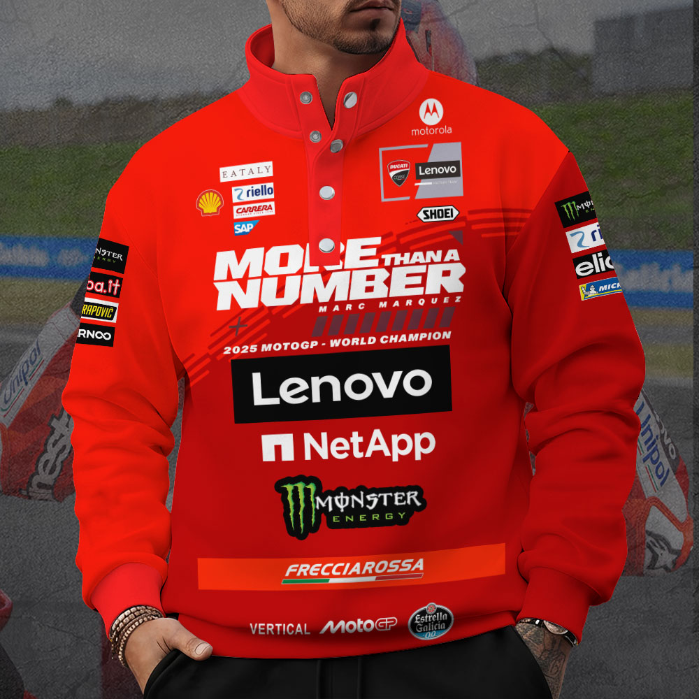 Ducati Lenovo Team x Marc Márquez 3D Snap Button Collar Sweatshirt – TANTN16983