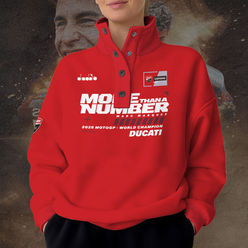 Ducati Lenovo Team x Marc Márquez 3D Snap Button Collar Sweatshirt – TANTN16984