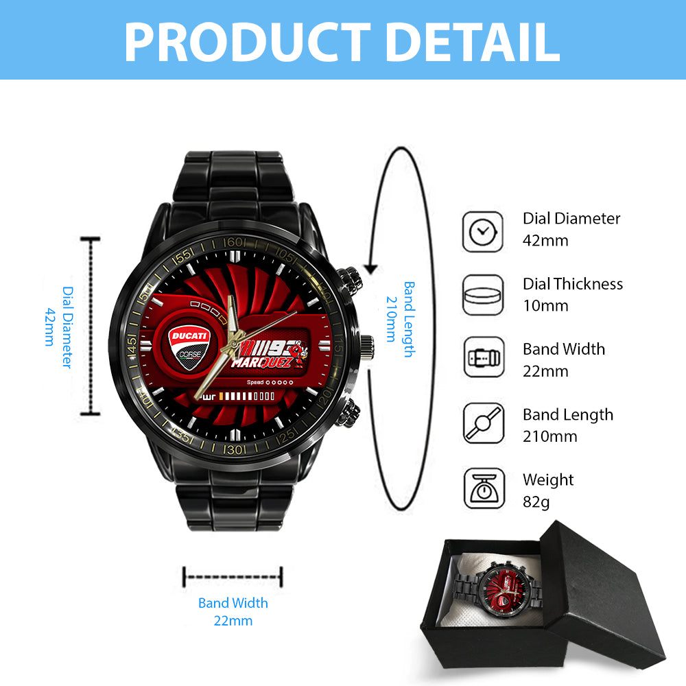 Ducati Lenovo Team x Marc Márquez Black Stainless Steel Watch – MAITM 10285