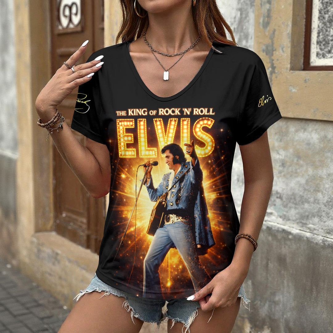 Elvis Presley 3D Women's V-Neck T-Shirt – GNE6208
