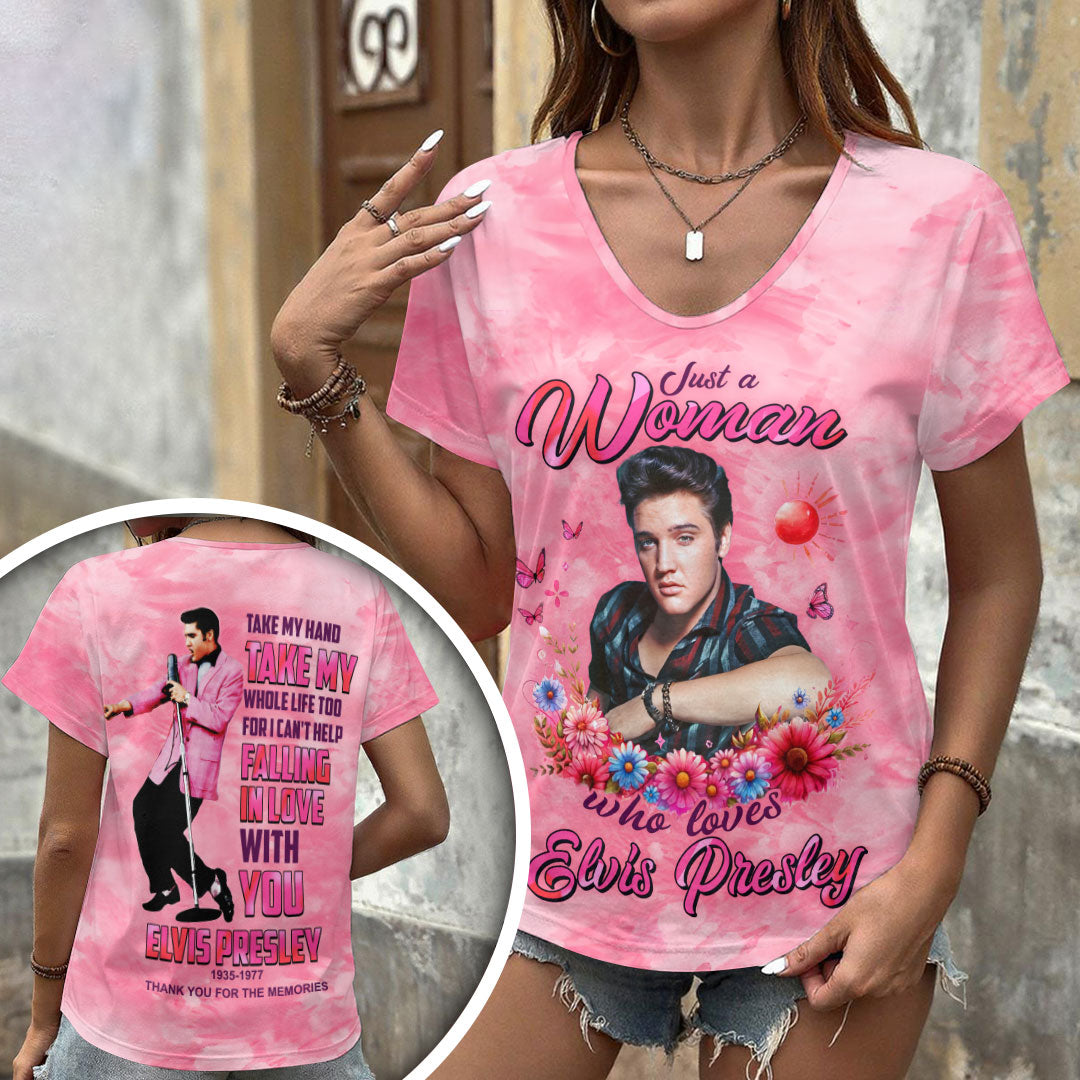 Elvis Presley 3D Women's V-Neck T-Shirt – HOATT17393