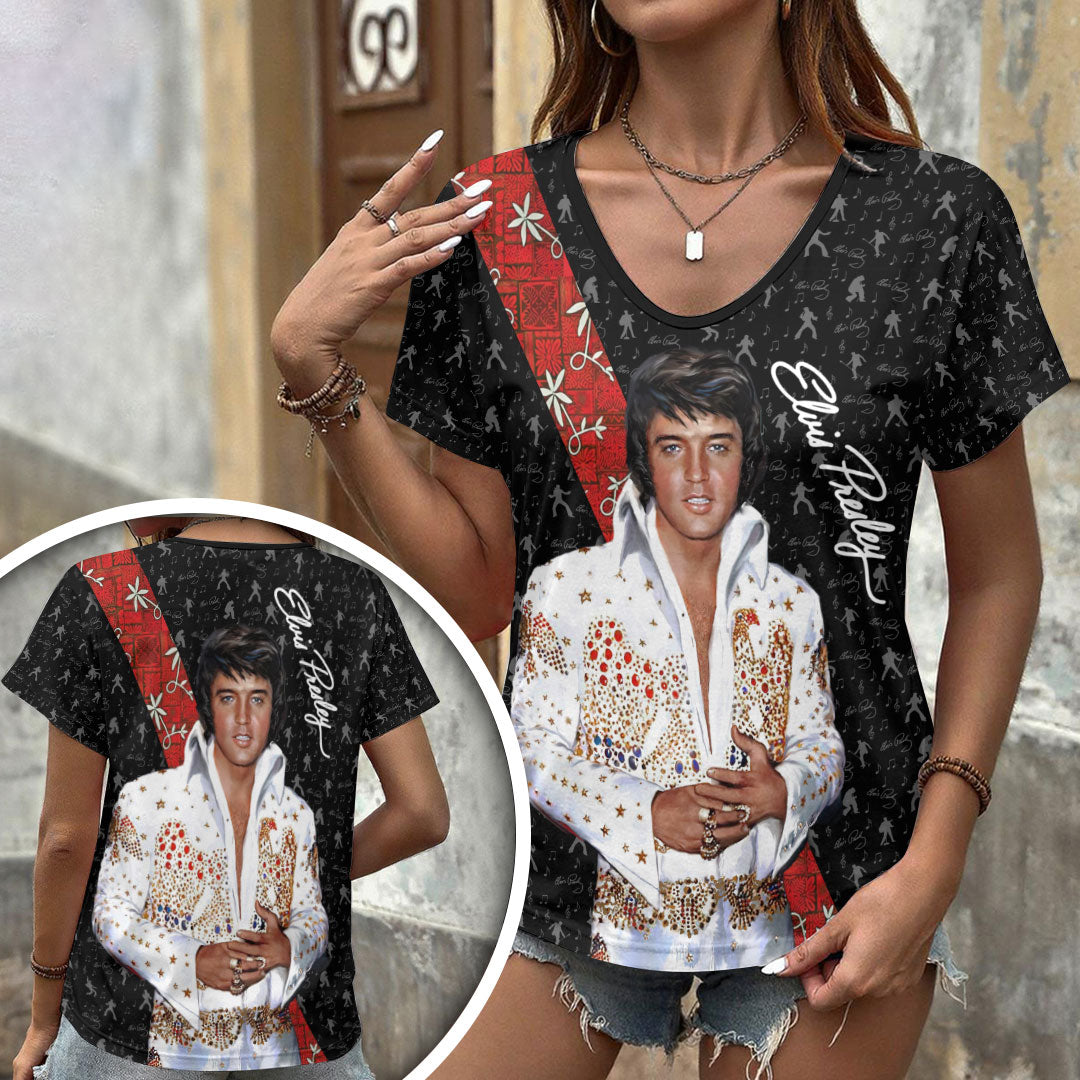 Elvis Presley 3D Women's V-Neck T-Shirt – HOATT17502