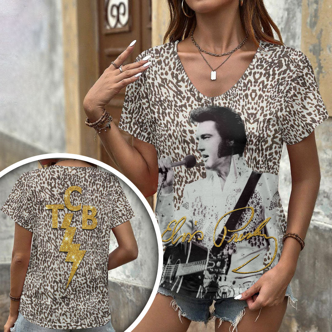 Elvis Presley 3D Women's V-Neck T-Shirt – HOATT17788