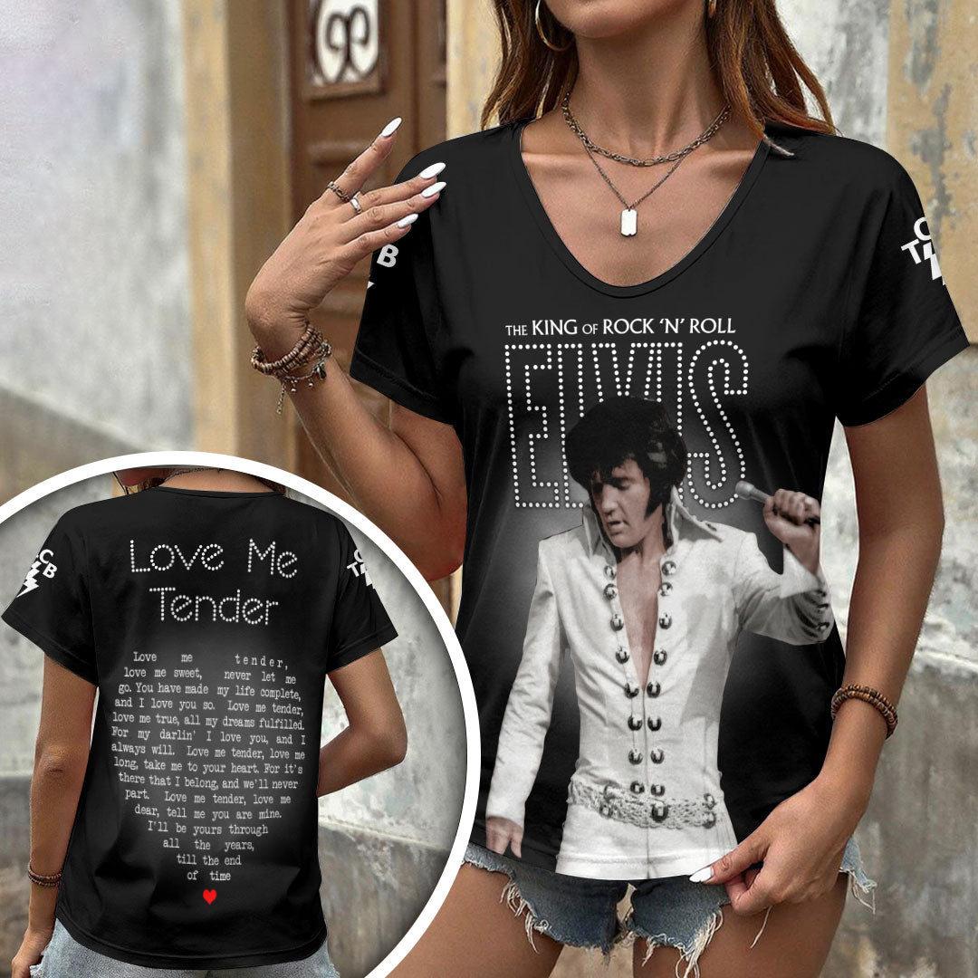 Elvis Presley 3D Women's V-Neck T-Shirt – HOATT17803