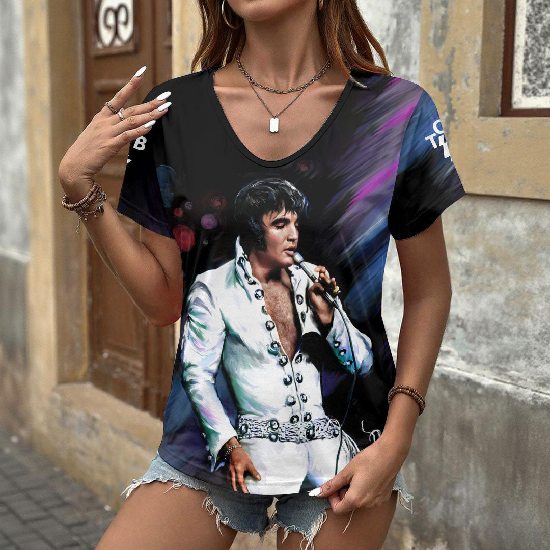 Elvis Presley 3D Women's V-Neck T-Shirt – HOATT17804