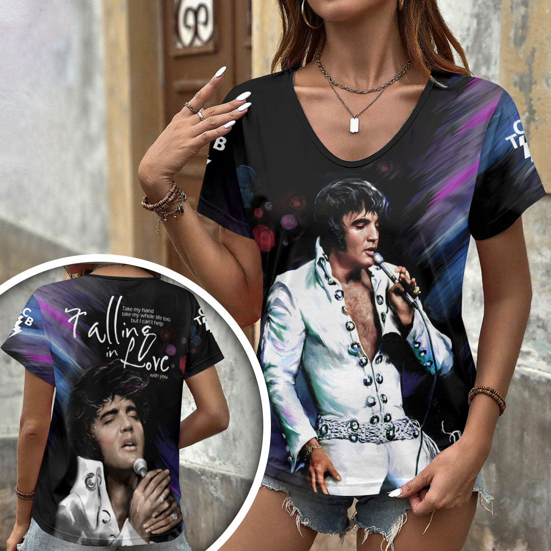 Elvis Presley 3D Women's V-Neck T-Shirt – HOATT17804