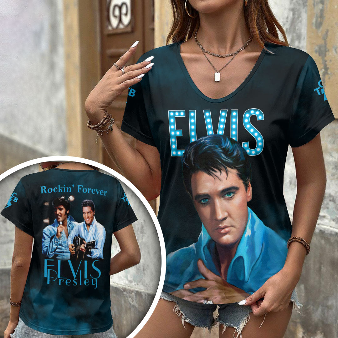 Elvis Presley 3D Women's V-Neck T-Shirt – HOATT17976