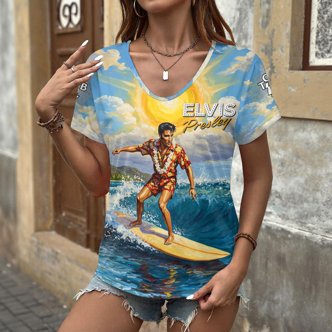 Elvis Presley 3D Women's V-Neck T-Shirt – HOATT19001