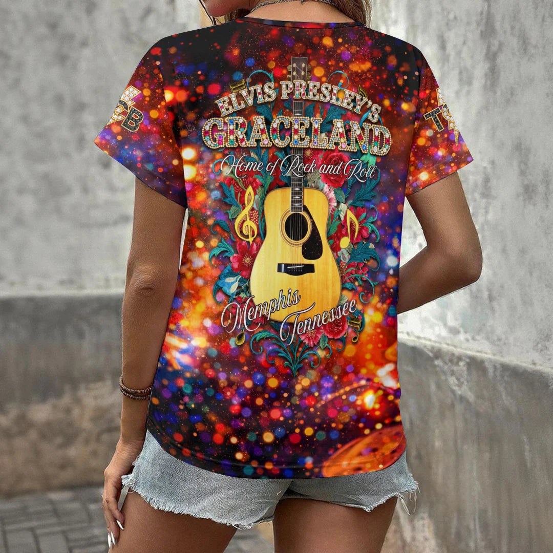 Elvis Presley 3D Women's V-Neck T-Shirt – HOATT21277