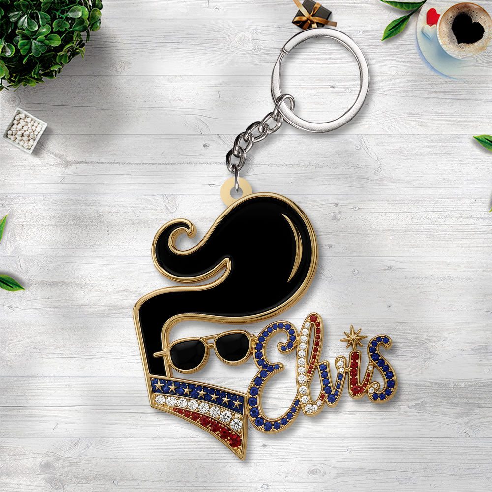 Elvis Presley Custom Shape 2-sided Keychain – TANTN24729