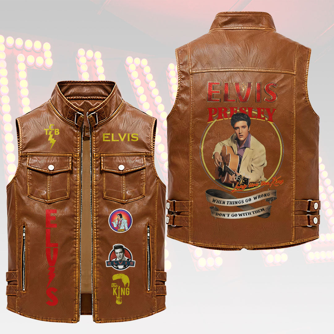 Elvis Presley Premium 2D Sleeveless Leather Vest – HOATT18827
