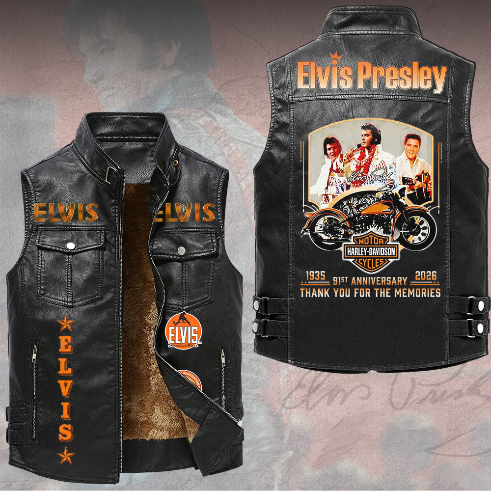 Elvis Presley Premium 2D Sleeveless Leather Vest – TMTHU6558