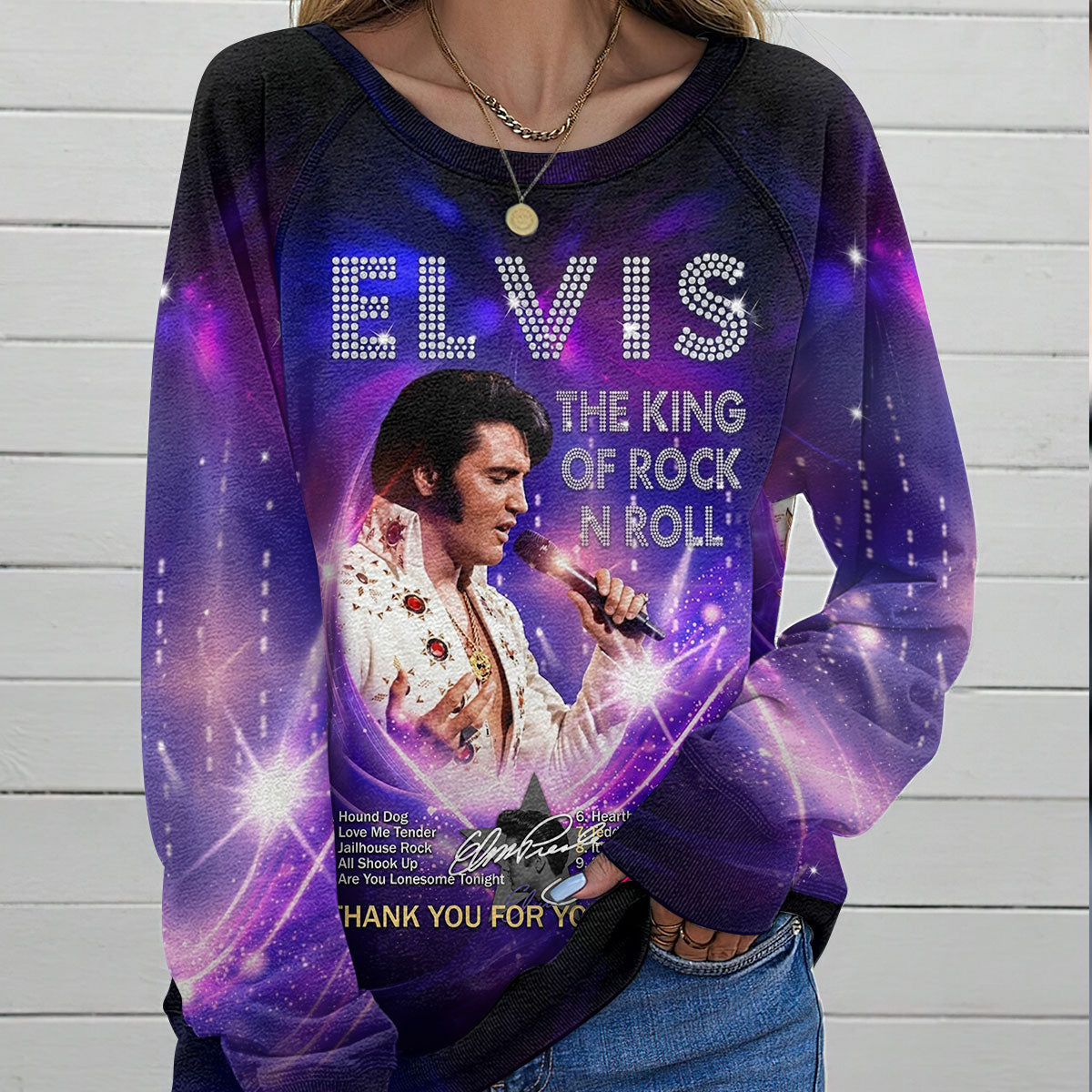 Elvis Presley Round Neck Raglan Sleeve Sweatshirt – TMTHU6935