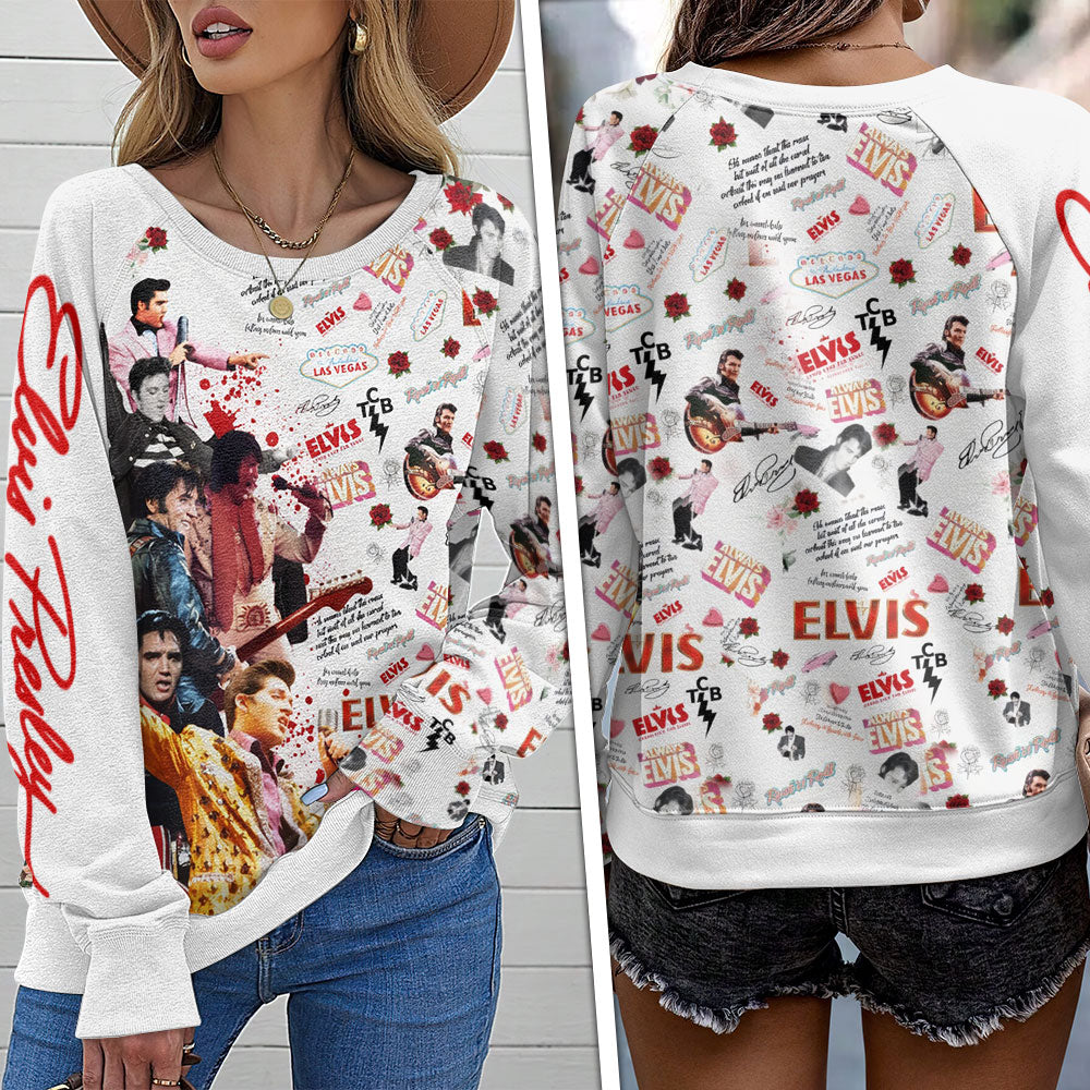 Elvis Presley Round Neck Raglan Sleeve Sweatshirt – TMTHU7309