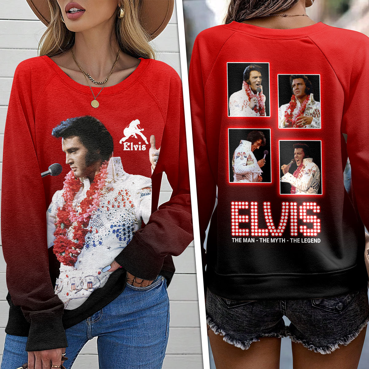 Elvis Presley Round Neck Raglan Sleeve Sweatshirt – HOATT 8063