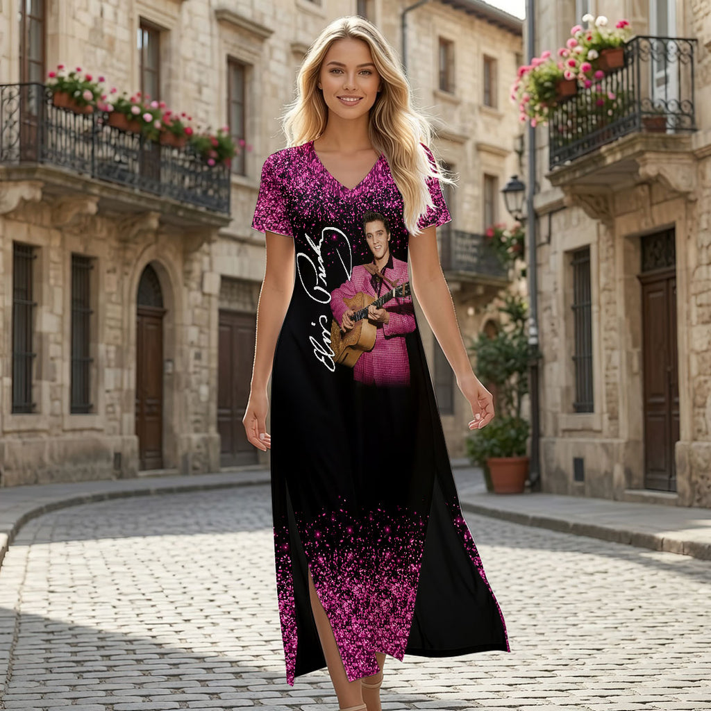 Elvis Presley Short Sleeve Maxi Dress – HOATT19508