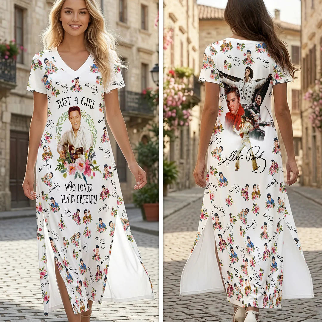 Elvis Presley Short Sleeve Maxi Dress – HOATT20855