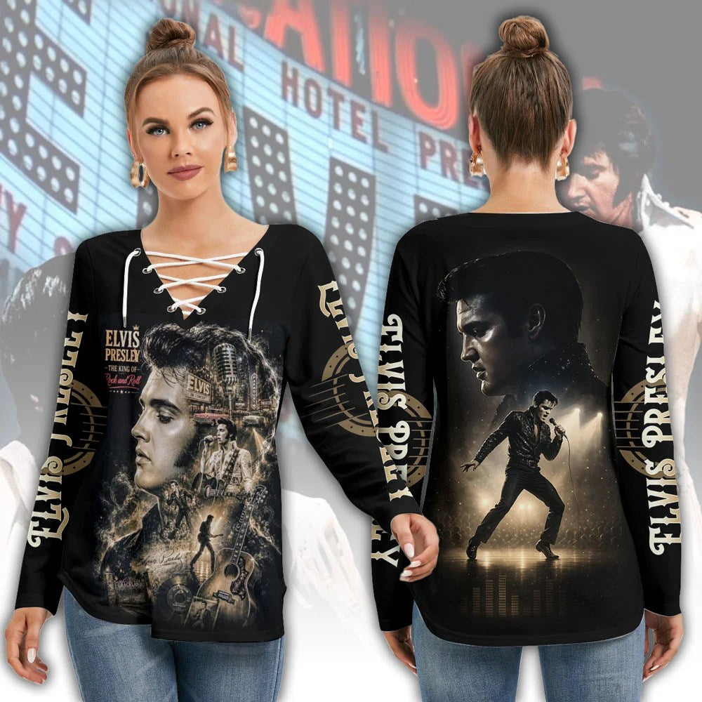 Elvis Presley Women's Long Sleeve Neckline Tie Sweatshirt – MAITM15311