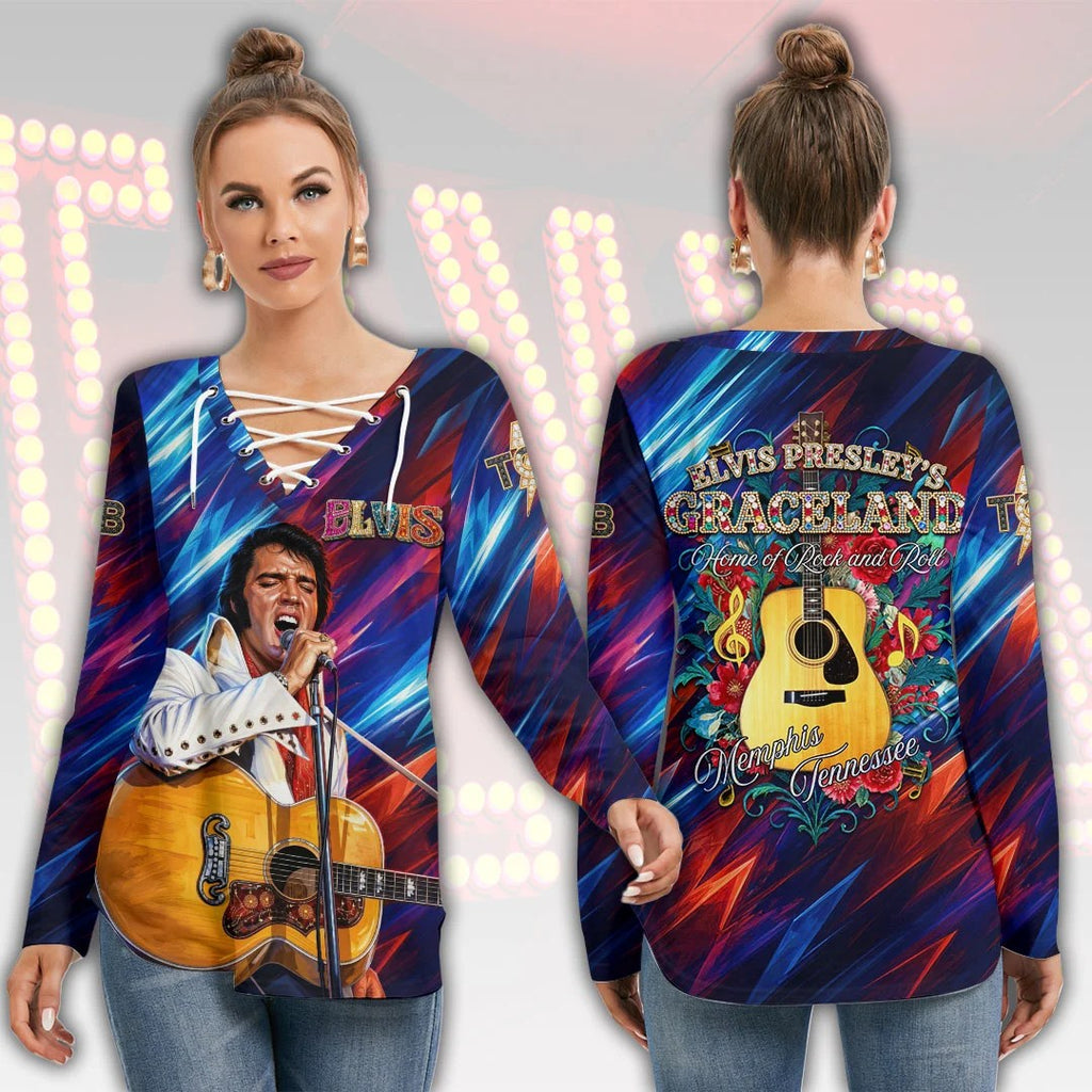 Elvis Presley Women's Long Sleeve Neckline Tie Sweatshirt – HOATT21421