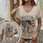 Elvis Presley 3D Women's V-Neck T-Shirt – TANTN24453