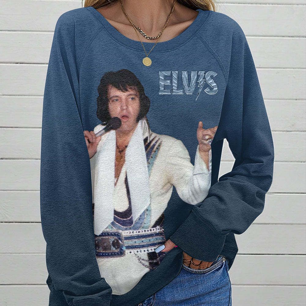 Elvis Presley Round Neck Raglan Sleeve Sweatshirt – HOATT 7321