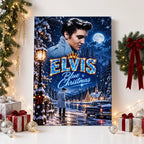 Elvis Presley Blue Christmas Rectangle Canvas With Inner Frame – TANTN26069