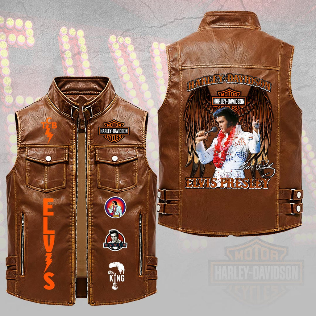 Elvis Presley Premium 2D Sleeveless Leather Vest – HOATT18765