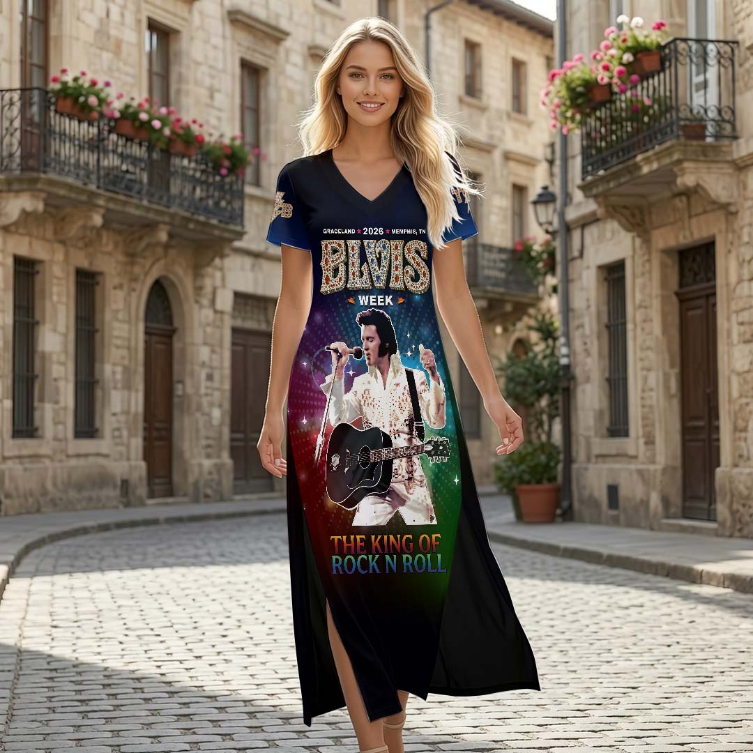 Elvis Presley Short Sleeve Maxi Dress – HOATT20008