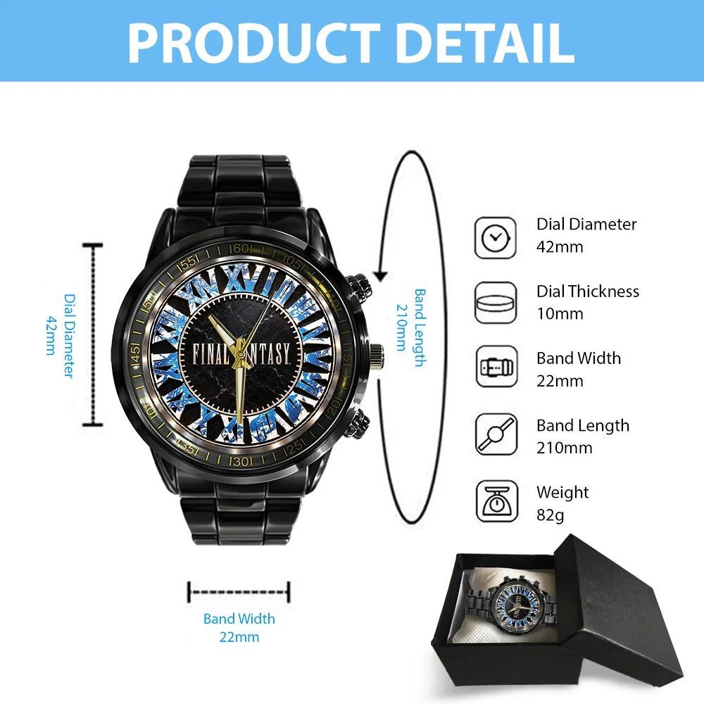Final Fantasy Black Stainless Steel Watch – GNE8765