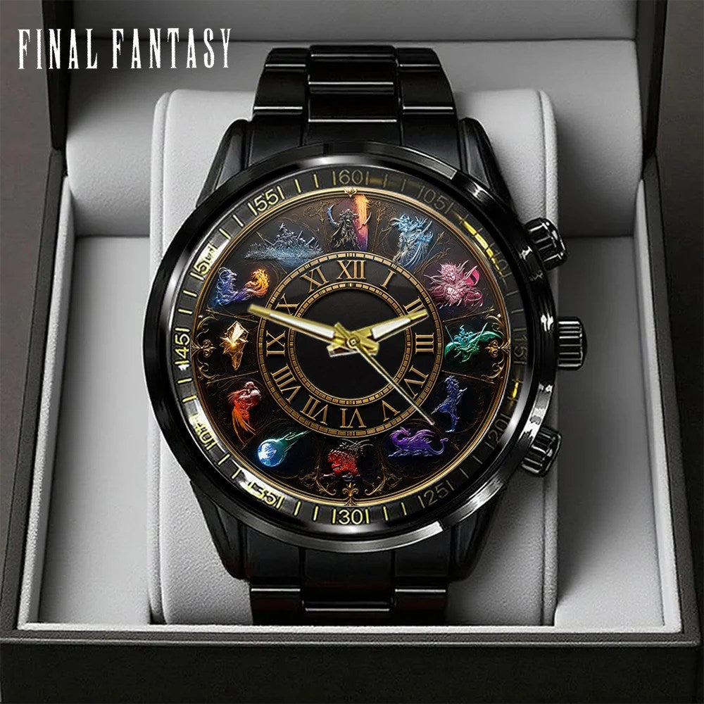 Final Fantasy Black Stainless Steel Watch – GNE8382