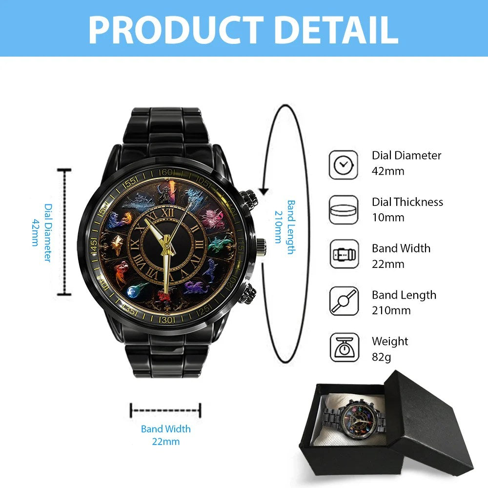 Final Fantasy Black Stainless Steel Watch – GNE8382