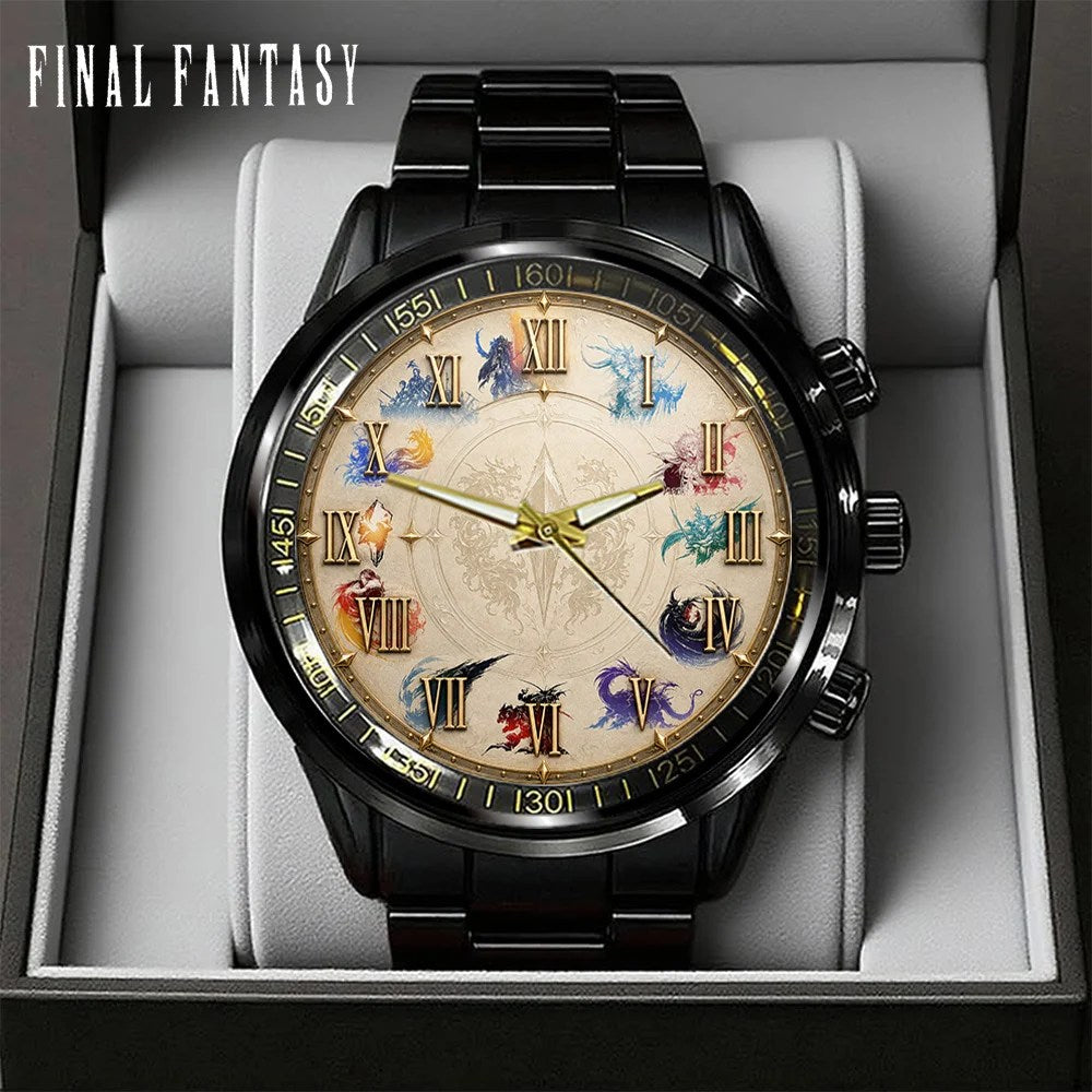 Final Fantasy Black Stainless Steel Watch – GNE8384