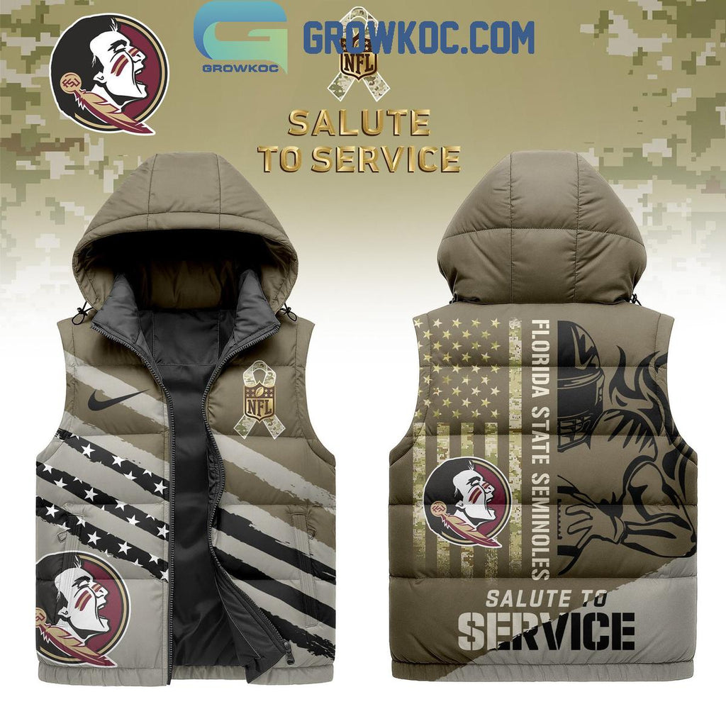 Florida State Seminoless Salute To Service Sleeveless Puffer Jacket