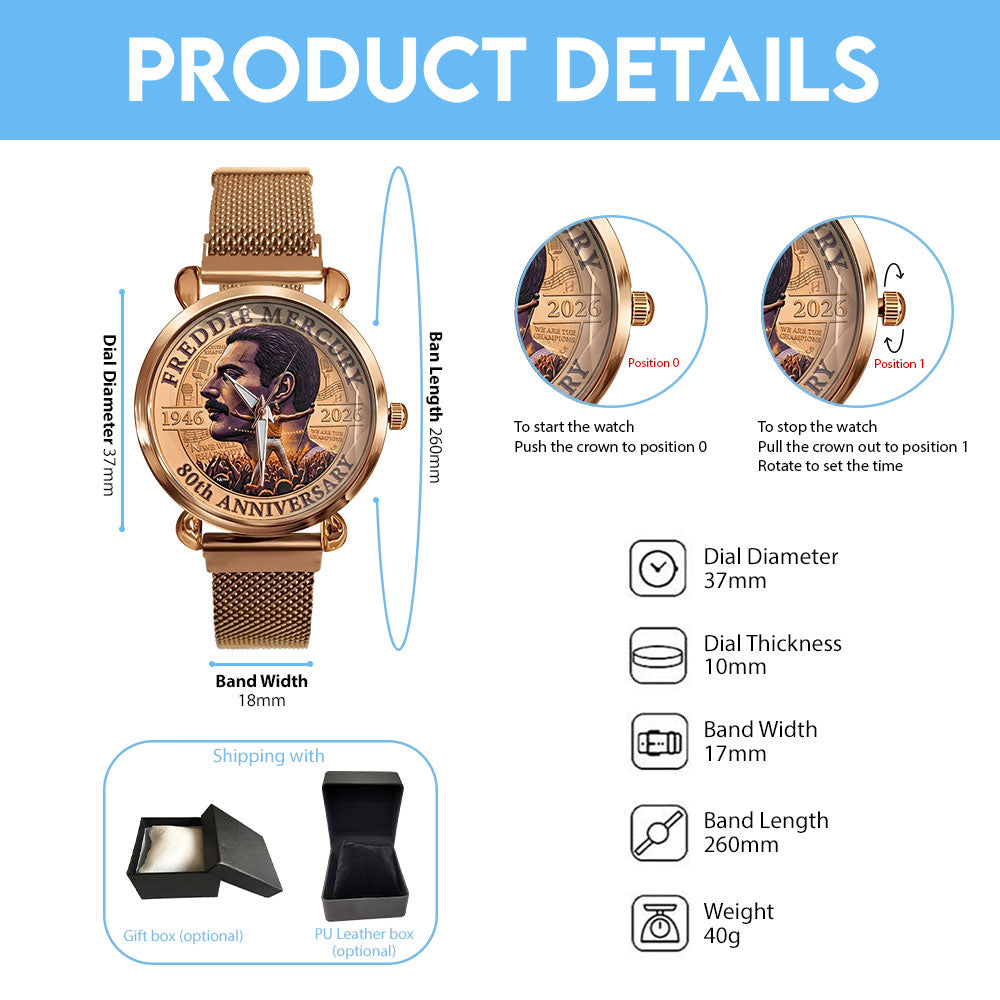 Freddie Mercury 80th Anniversary 2026 Mesh Strap Quartz Watch – TMTHU5535