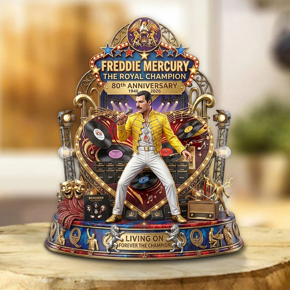 Freddie Mercury 80th Anniversary Custom Shape Acrylic Plaque – TMTHU5436