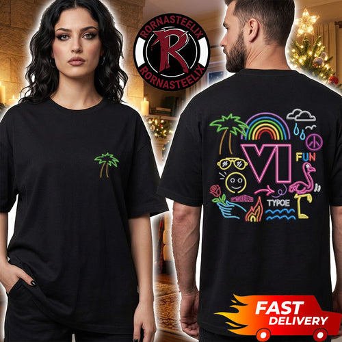 GTA VI Typoe Neon Vice City 2026 Unisex T Shirt Two Sided
