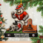 Georgia Bulldogs Football 2025 SEC Champions Custom Shape 2-sided Acrylic Ornament – HOATT15019