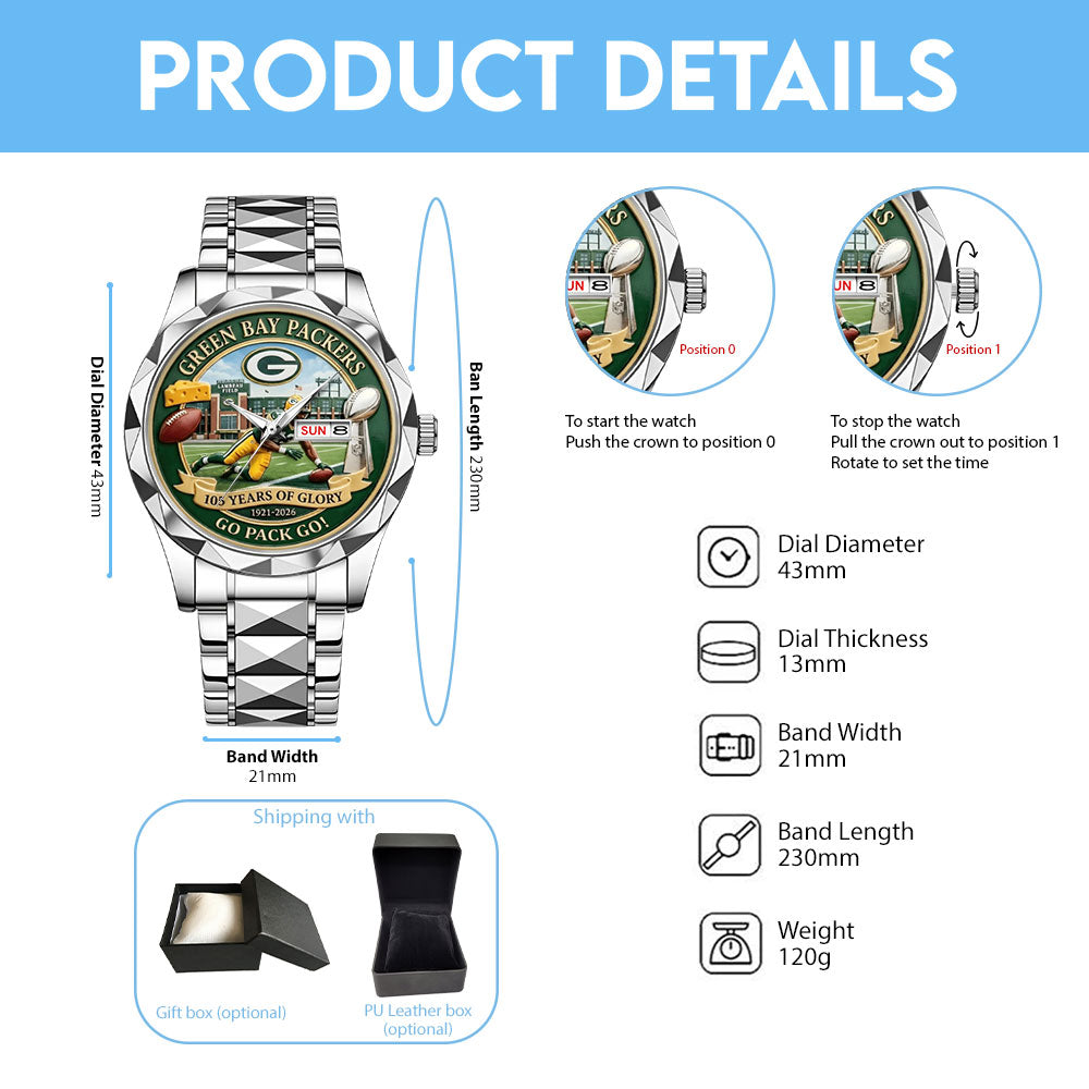 Green Bay Packers 105th Anniversary Alloy Luxury Quartz Watch – MAITM14256
