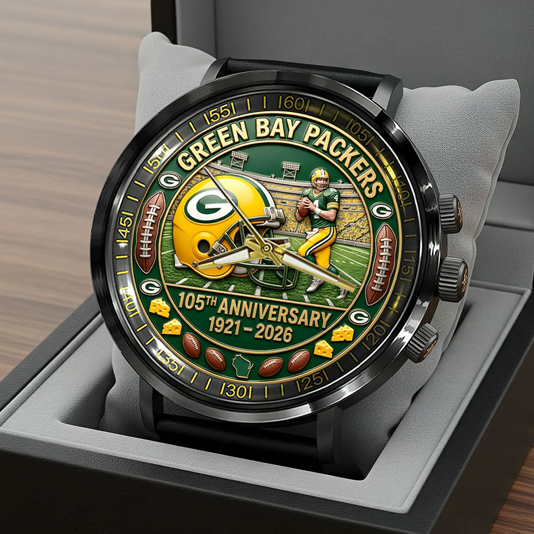 Green Bay Packers 105th Anniversary Black Stainless Steel Watch – HOATT15220