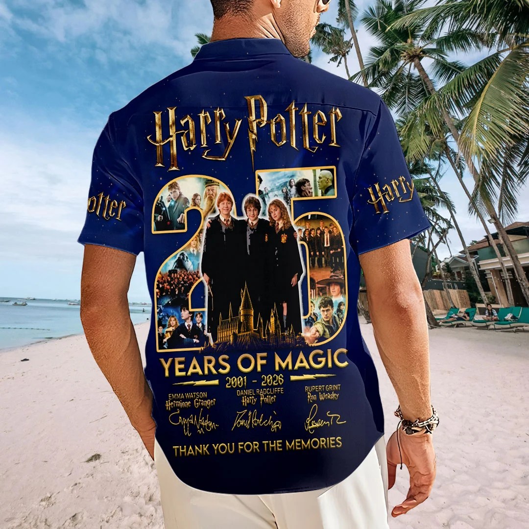 Harry Potter 25th Anniversary Short Sleeve Button-Down Shirt – TMTHU8656