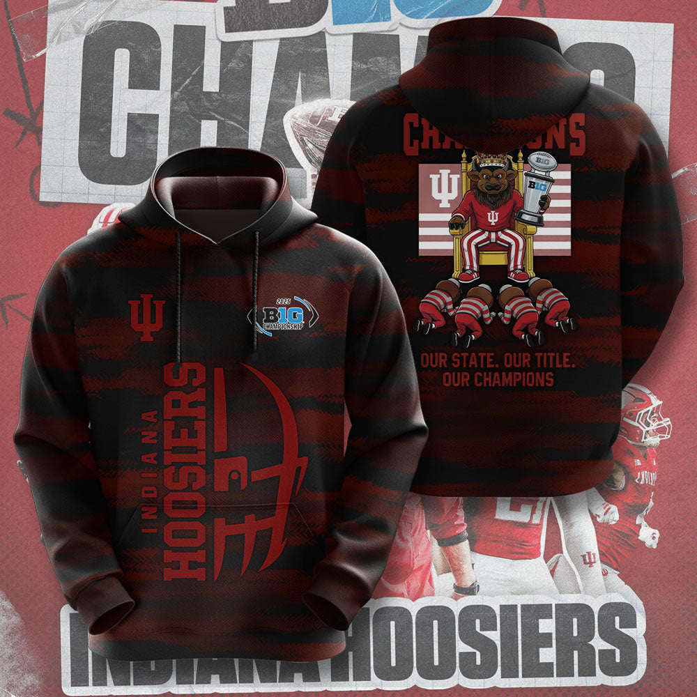 Indiana Hoosiers Football 2025 Big Ten Champions 3D Apparel – TMTHU2523
