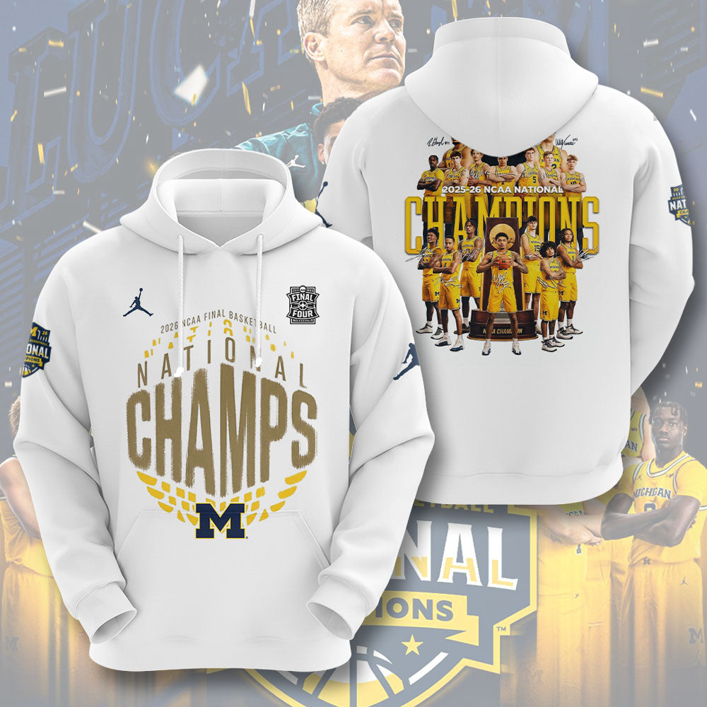 Michigan Wolverines 2026 NCAA Men's Basketball National Champs 3D Apparel – TMTHU4960